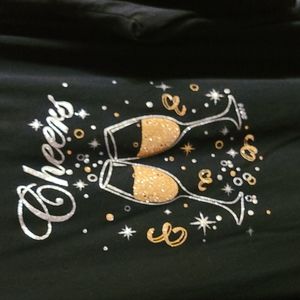 Catherine's black "cheers" shirt